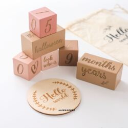 Newborn Baby Commemorative Wooden Block Milestone Baby Birth Month Commemorative Photo Props and Toys