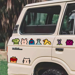 Cute Cartoon Hand-Drawn Animal Pattern Stickers for Car Body Scratch Cover, Electric Vehicle and Motorcycle Decoration, Waterproof