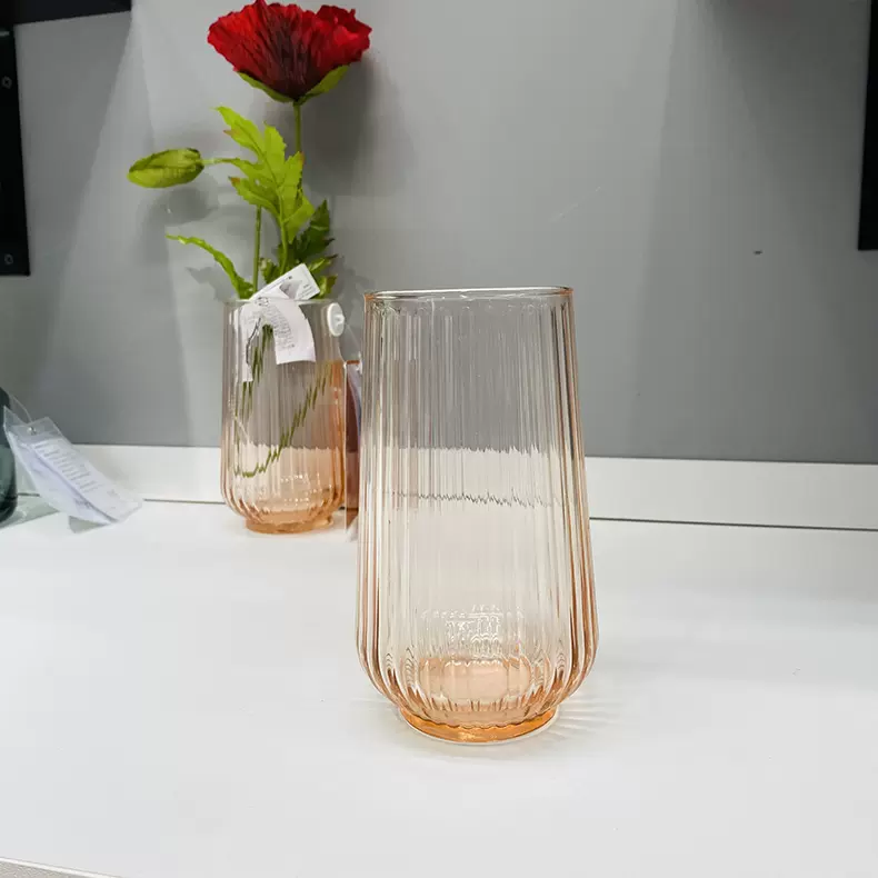 正品ikea宜家格拉维斯ins风轻复古波纹透明玻璃花瓶插花水瓶花盆