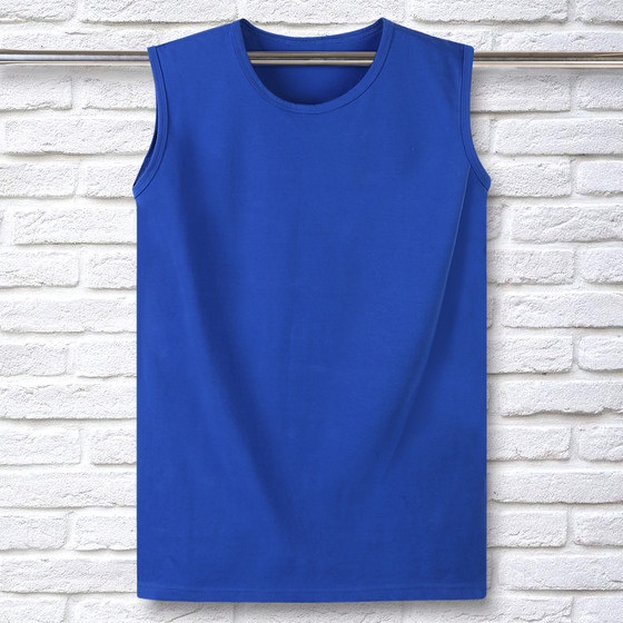 Fat Plus Size Pure Cotton Men's Fatty Fat Guy Solid Color Simple Wide Shoulder Tank Top Bottom Shirt Sleeveless T-shirt Kam Shoulder
