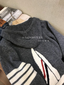 
Yuan Factory!!D brand material ~ Four-bar college style age-reducing sailboat jacquard hooded loose zipper sweater for women in autumn and winter