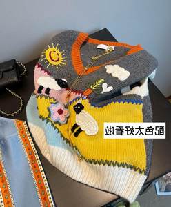 Brand counter high-end women's clothing foreign trade clearance three-dimensional little sheep sleeveless knitted vest heavy industry thick sweater women