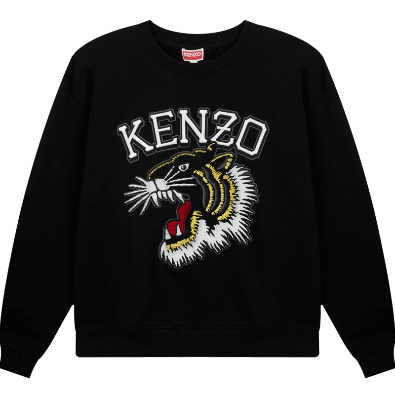 KENZO 高田贤三女士黑色虎头刺绣圆领休闲卫衣FD62SW0954MF