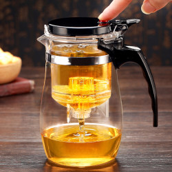 Elegant Cup Teapot with Tea-Water Separation, One-Touch Filter, Home-Use Glass Tea Brewing Cup, Kung Fu Tea Set