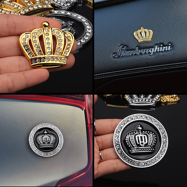 Diamond-inlaid crown metal car sticker car 3D three-dimensional ...