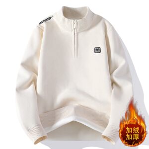 
One-piece velvet half-zip thickened sweater for men in winter with knitted base layer winter wear for men warm tops