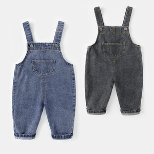 Boys denim strap pants spring and autumn boys' foreign fashion pants new cute trousers spring Korean children's clothing