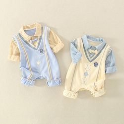 Baby Clothes, Autumn Outfit, Boy Baby, Preppy Style Romper, Stylish Outing Suit, Newborn Hundred-Day Jumpsuit, Spring and Autumn