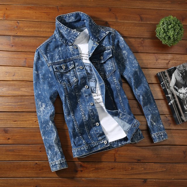 Spring and Autumn Washed Denim Jacket Men's Japanese Ins Korean Version ...