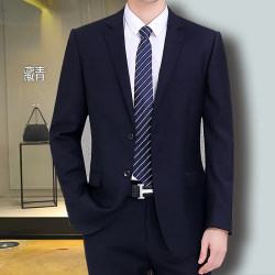 Men's Suit Jacket Business Professional Formal Wear Work Clothes Interview Korean Style Slim Fit Youth Black Small Suit Set