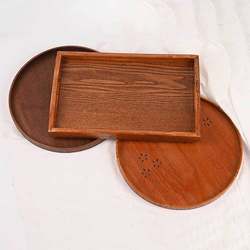 Japanese tea tray solid wood tray tableware round fruit tray creative ash wood tray manufacturer