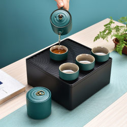 Mid-Autumn Ceremony Ceramic Tea Set One Pot, Four Cups, One Can, One Tea Tray Tea Set