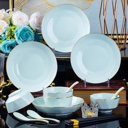 Jingzhen ceramic tableware and dishes set underglaze color 16-piece set 18-piece event gift set