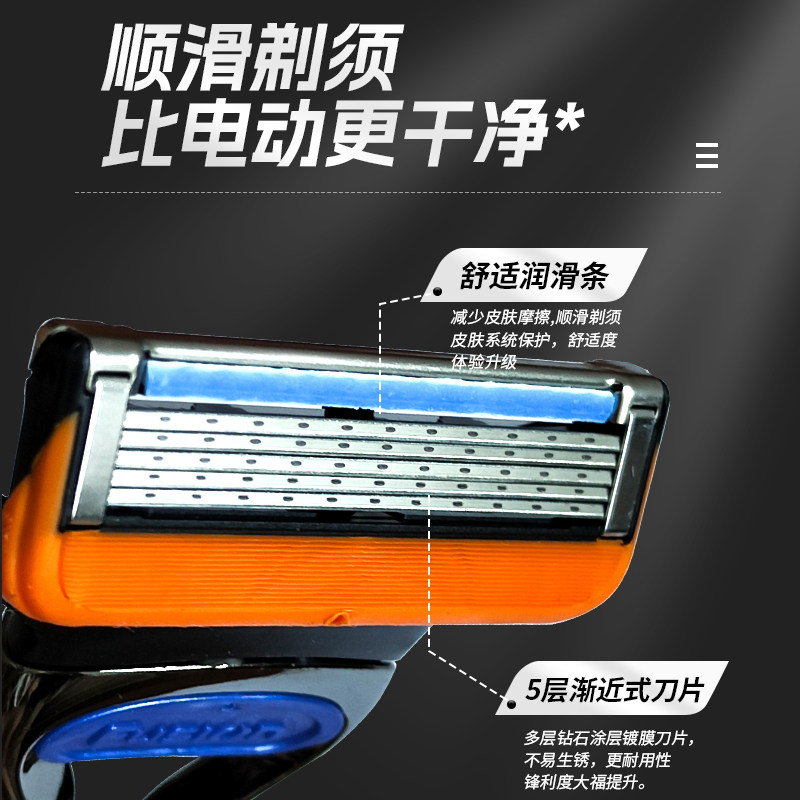 질레트 FENGZHI 부드러운 블레이드 수동 면도기 5층 블레이드 오리지널 샤프 블레이드 헤드 남성용 면도기-
