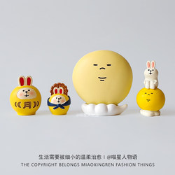 Full Moon Mid-Autumn Festival Trendy Japanese Rabbit Gift Zakka Mooncake Decoration Resin ins Figurine Craft Ornament