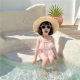 2025 Korean version new children's split fashion swimsuit pink plaid dream mesh cute children's split swimsuit