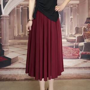 
2026 New Ice Silk Skirt for Middle-aged and Elderly Women Summer Solid Color Large Swing High Waist Slim Draping Skirt Mother's Clothes