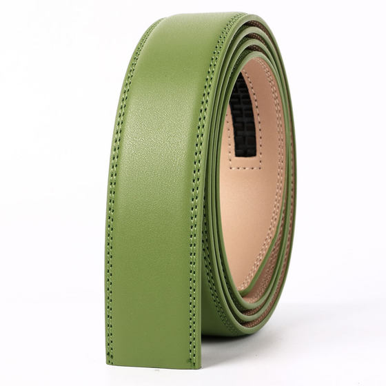 
Green headless belt automatic buckle, headless leather belt cowhide pants, Korean style youth buckle body 3.5