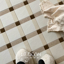 Light French Tiles Color-Blocked Plaid Tiles Entrance Hall Floor Tiles Cream High-End Handmade Small Tiles 2