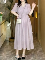 Расширенное летнее платье, юбка, приталенный корсет, французский стиль, большой размер, по фигуре, V-образный вырез