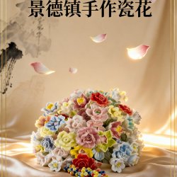 Authentic Jingdezhen Handmade Ceramic Flower Eternal Bouquet Decorative Ornaments Colorful Roses Home DIY Creative Gifts
