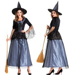 
Foreign trade new adult ladies Halloween cos witch costume lace mesh black witch dress women's clothing