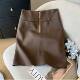 Hip skirt coffee color suits skirt zipper band -in skirt selected fabric light workplace A -line straight skirt