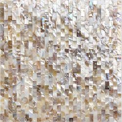 1*2 Long Strip Natural White Dense Mosaic Tile Made of Shell for Bathroom Background Wall, Hotel Wall Sticker, Self-Adhesive
