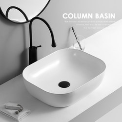 Ceramic Small-Sized Countertop Basin, Balcony Washbasin, Single Basin, Bathroom Washbasin, Square Household Basin