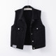 Black denim vest, short lady in spring and autumn, loose and versatile casual woolen edgeless horses, horses, shoulder jackets