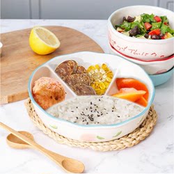 Lunch Box Bowl, Personal Use, Ceramic Bowl for Office Workers, Self-Bringing Bowl to Canteen, Steaming Plate, Divided Lunch Box, Microwave Heating