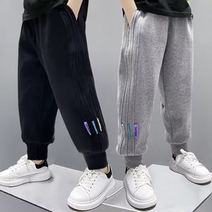 Boys casual pants Spring and Autumn 2025 new style medium and large children's pants handsome boy plus velvet sports thin trousers
