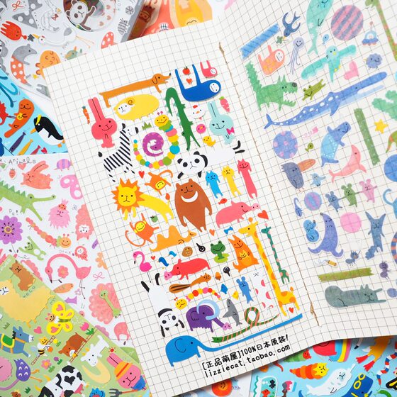 
Japanese mw stickers cute comics hand-painted cats, dogs and rabbits funny animals DIY handbook diary album decoration