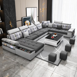 Fabric Sofa Living Room Casual Modern 2025 New Large Apartment Scandinavian Technology Cloth Sofa Combination Furniture Set
