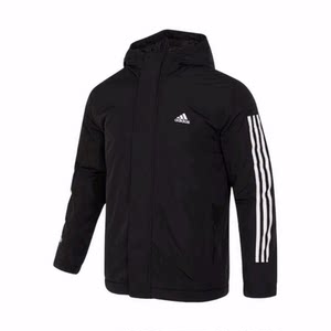
adidas Three Stripes Letters Logo Printed Retro Jacket Cotton Jacket Men's Black
