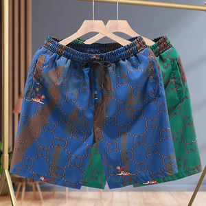 High-end light luxury men's shorts beach pants ice silk trendy five-point pants men's clothing young and handsome slim pants