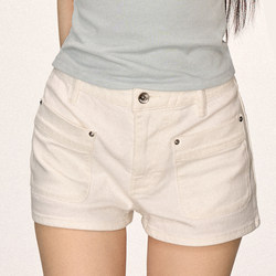 Cherry Melody White High-Waisted Denim Shorts for Women 2026 Summer New Slim Fit Hot Pants