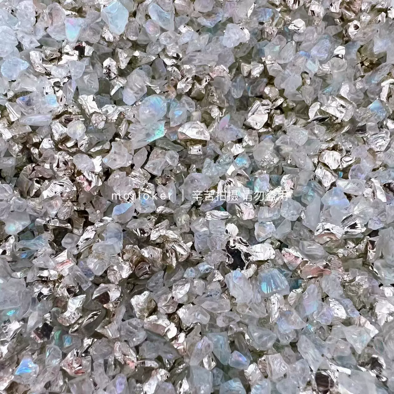 misa定制 金属异形不规则饰品银色幻彩混合晶石素材材料