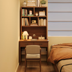 Desk and Bookshelf Integrated Table for Students, Home Study Writing Desk, Bedroom Wall-Mounted Computer Desk, Small Apartment Bedside Narrow Table