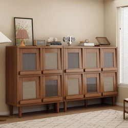 Medieval-Style Bookcase and Storage Cabinet Integrated Wall-Mounted Low Cabinet, Living Room Display Cabinet, Sideboard, Chest of Drawers, Floor-Standing Storage Cabinet