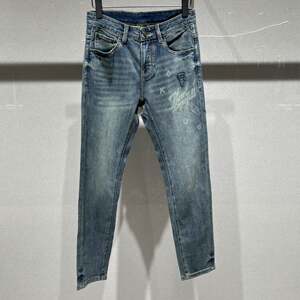 
European high-end spring and summer men's jeans, small feet, slim, fashionable, thin, casual long pants for old men