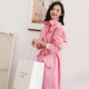 New Workwear Pink Double Breasted Loose Slim Women's Mid-Length Windbreaker Women Belted Jacket Women