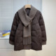 
Mom's winter white duck down down clothes spliced scarf collar top middle-aged and elderly noble thickened warm coat for women