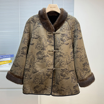 
Middle-aged and elderly grandma's winter coat fur integrated plus velvet thickened coat for women new Chinese style mother's clothing warm top clothes