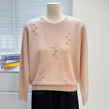 Mother's cardigan women's 100 pure wool autumn and winter style sweater middle-aged and elderly women's loose bottoming shirt top