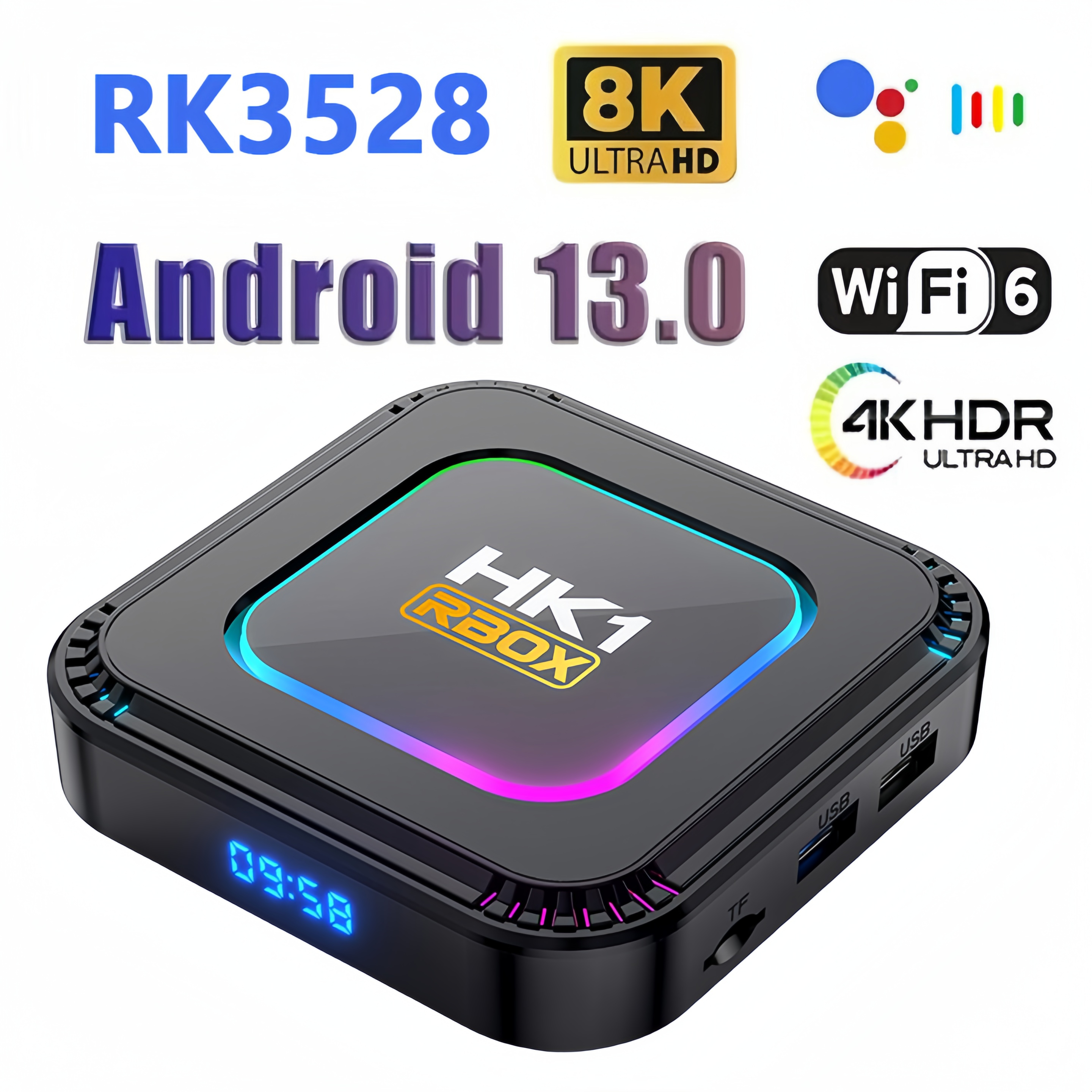 HK1 RBOX K8 Ƽ ȵ̵ 13.0 Ʈũ HD ÷̾ TV Ʈ TV 4K ڽ WIFI6-