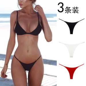 Sexy low -waisted fine -stranded women's thong red cotton breathable exercise without trace Fitness ladies T pants whole cotton