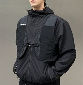 
SALOMON Salomon PINNACLE comfortable hooded cotton jacket men's navy blue and black