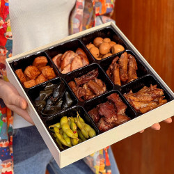 High-End Wooden Disposable Takeaway Box for Braised Food, Popular Online Barbecue Hotpot Platter, Duck Dishes, and Cooked Food