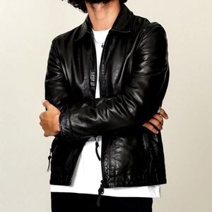 Japanese trading company Pakistan oil wax sheepskin washing and used wrinkle clip thin cotton leather leather jacket men
